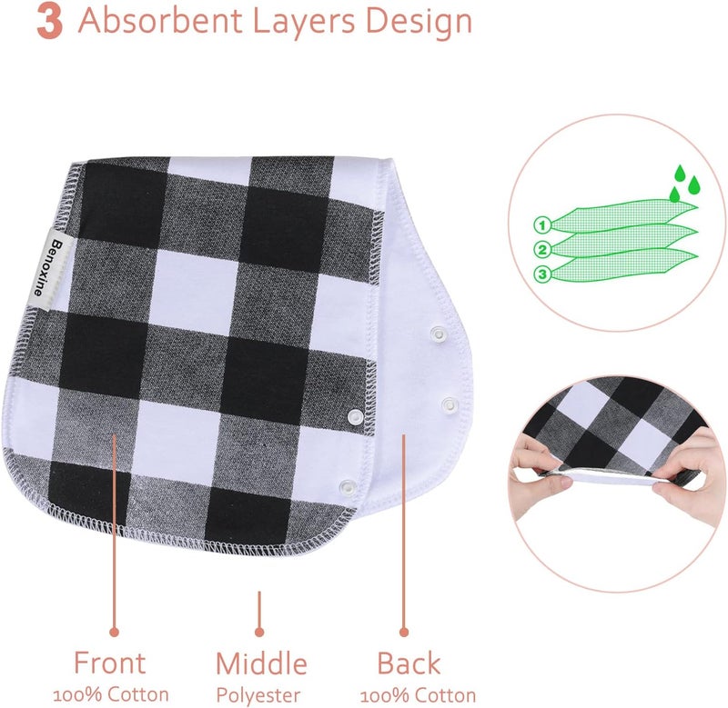 Benoxine Baby Burp Cloths & Baby Bibs 2-in-1 Design Large Size 3 Layers Thicken Cotton Super Absorbent and Soft Baby Spit Up Burping Rags Baby Burp Cloth Set for Boys and Girls Solid 12 Pack - Image 3